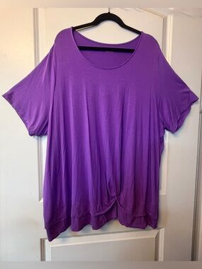 Catherines 3X 26/28 Purple Knot-Front Short Sleeve Tunic